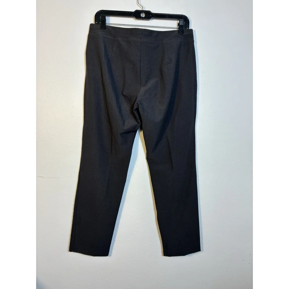 Eileen Fisher Pull On Straight Leg‎ Pants Women's Sz M Black Quiet luxury